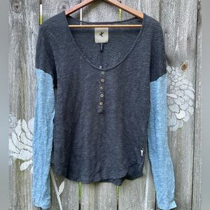 One Teaspoon Dirty Blue Black Henley